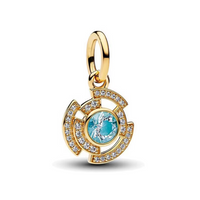 Golden Charm with Blue Stone