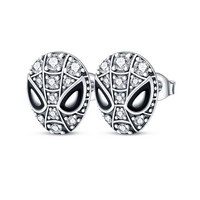 Spider Hero Silver Earrings with Stones