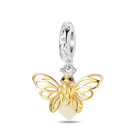 Golden Firefly Charm with White Tail
