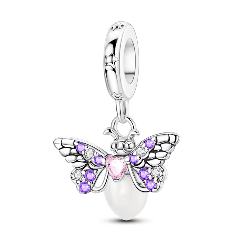 Original Charm 925 Silver Glow-In-The-Dark Fireflies Charms Beads Fits 3Mm Original Bracelet for Women DIY Jewelry Gift Hot Sale