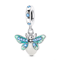 White Firefly Charm with Blue Stones