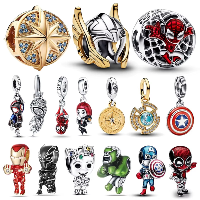 Disney  Series Hanging Spiderman Charms Beads Fit 3Mm Original Bracelet Women 925 Silver Pendant Bead DIY Jewelry Gift Hot